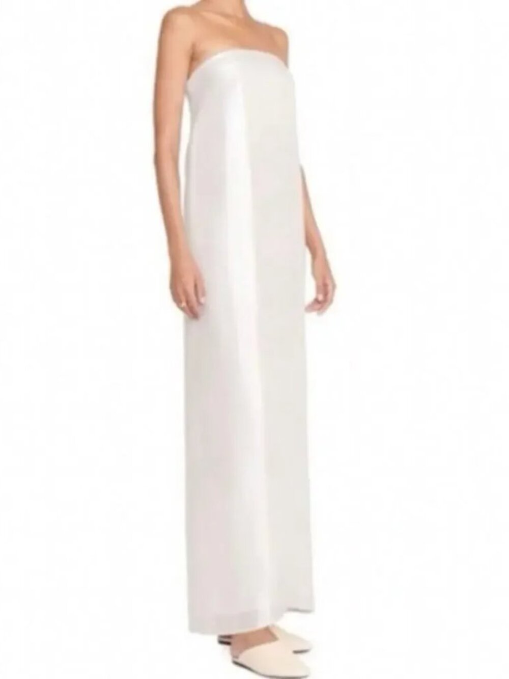 STAUD Casey Strapless Metallic Silver Gown - Picture 2 of 3